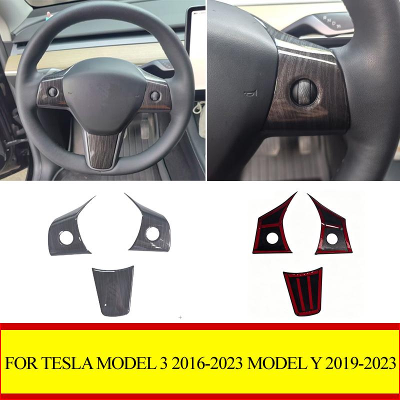 For Tesla Model 3 2016-2023 for Model Y 2019-2023 Car Steering Wheel Panel Decoration Cover Sticker trim Accessories