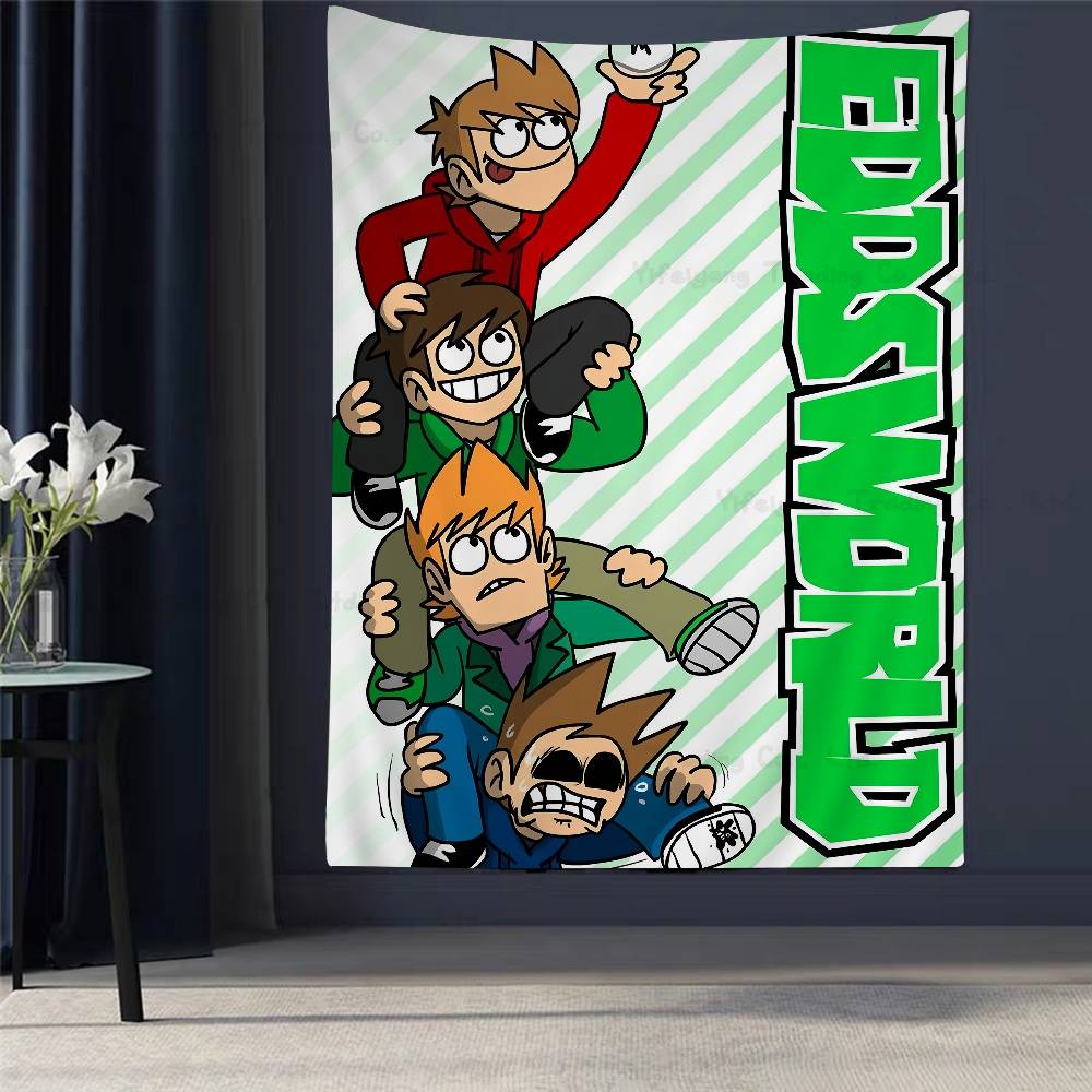 1pz Eddsworld Arazzo da Parete Fai da Te Tappeti da Parete Floreali Hippie Decorazioni per Dormitorio Arte da Parete