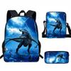 Kids Dinosaur Backpack Set Elementary School Oxford Fabric Ergonomic Back Support Breathable Lightweight 3-Piece Kit