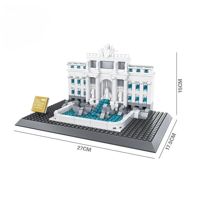 Non-Toxic 667Pcs Trevi Fountain Of Roman Fontana Di Trevi Building Blocks World Architecture Bricks Small Particle Assembly Bricks Model