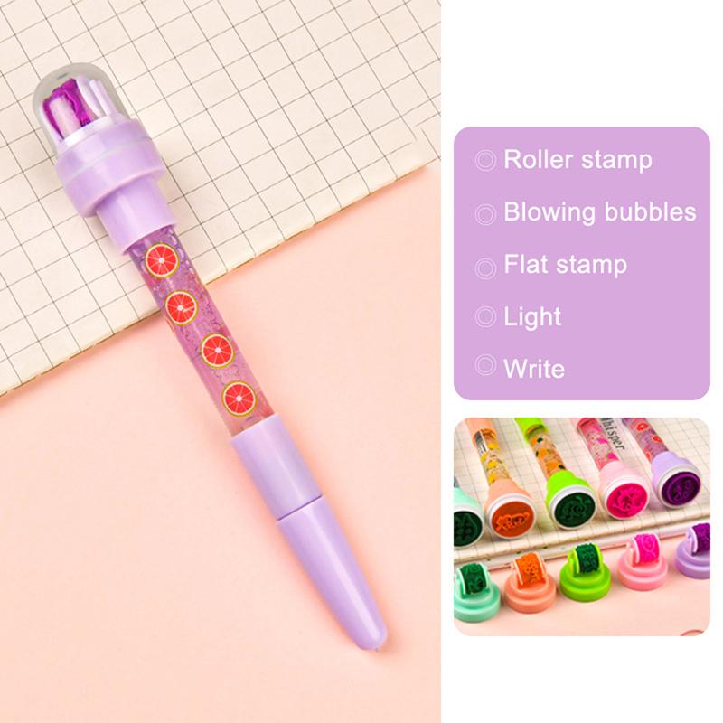 5-in-1-Multifunktions-Kugelschreiber, Bubbler-Stift mit Stempelspielzeug, lustiges Stiftzubehör