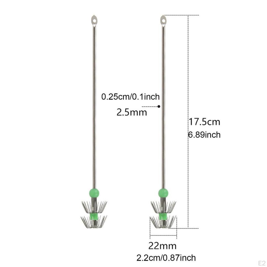 2Pcs Squid Jigs Fishing Stainless Steel Sturdy Convenient Night Gear Lightweight