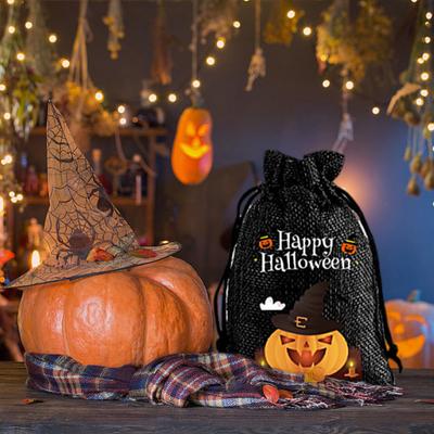 12 Pezzi Sacchetti Regalo di Iuta di Zucca di Halloween Piccoli Sacchetti Coulisse per Dolcetti e Leccornie Halloween Lino Iuta Sacchetto di Caramelle per Bambini Dolcetto o Scherzetto Forniture per Feste