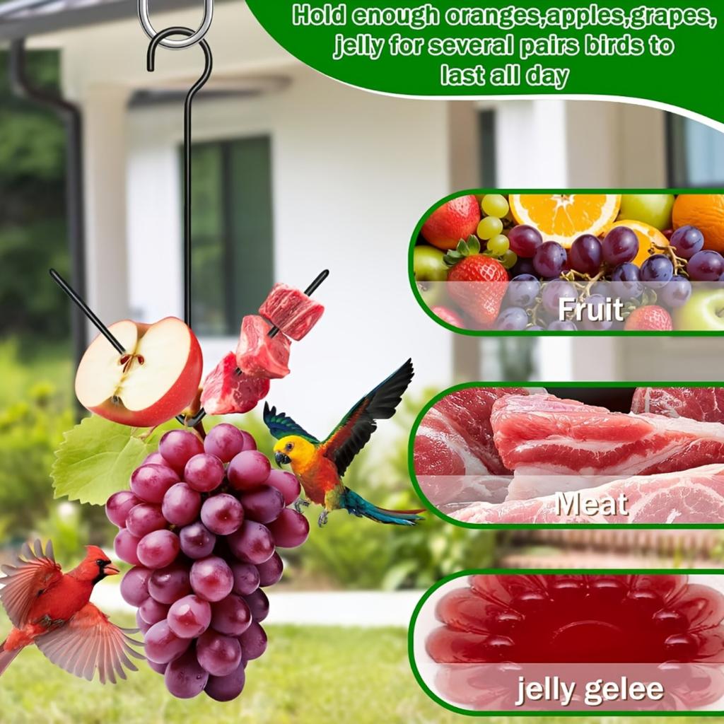 Oriole & Hummingbird Hanging Orange Fruit Feeder Black Iron Outdoor Garden Yard Bird Feeder