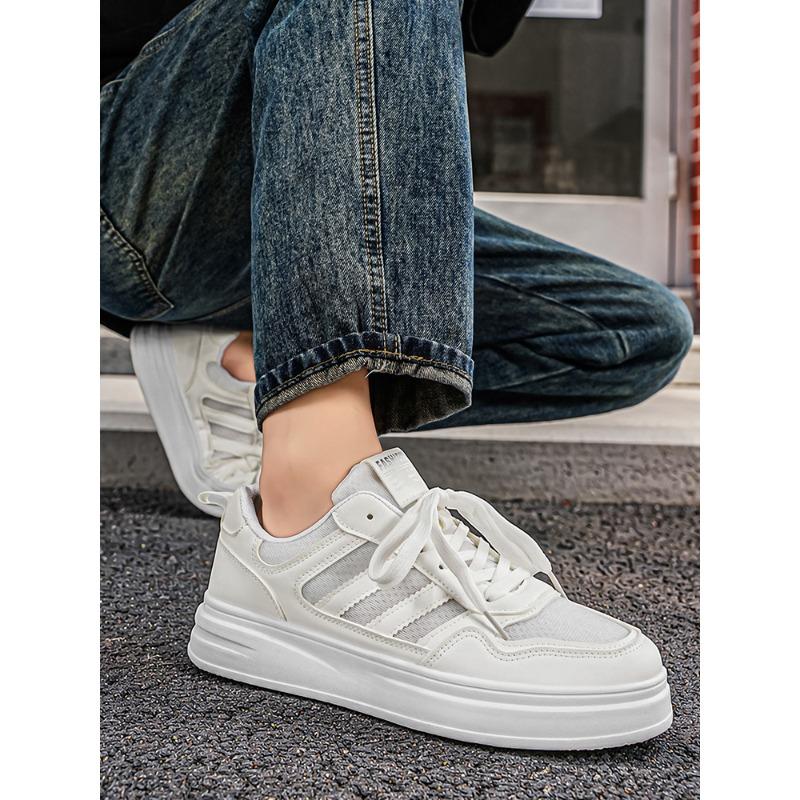 Men‘s Shoes Thick-Soled Mesh Breathable Youth Casual Board Shoes Summer Student Sports White Shoes Men.