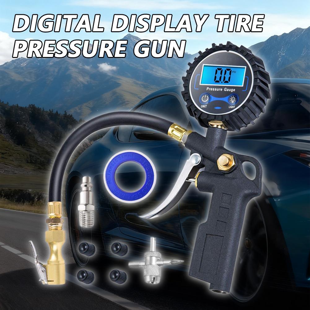 Car Tire Inflator Gun Multifunctional Tire Air Pressure Bicycle Tester Auto Inflator Monitoring Tools Motorcycle Gauge Pump I6K2