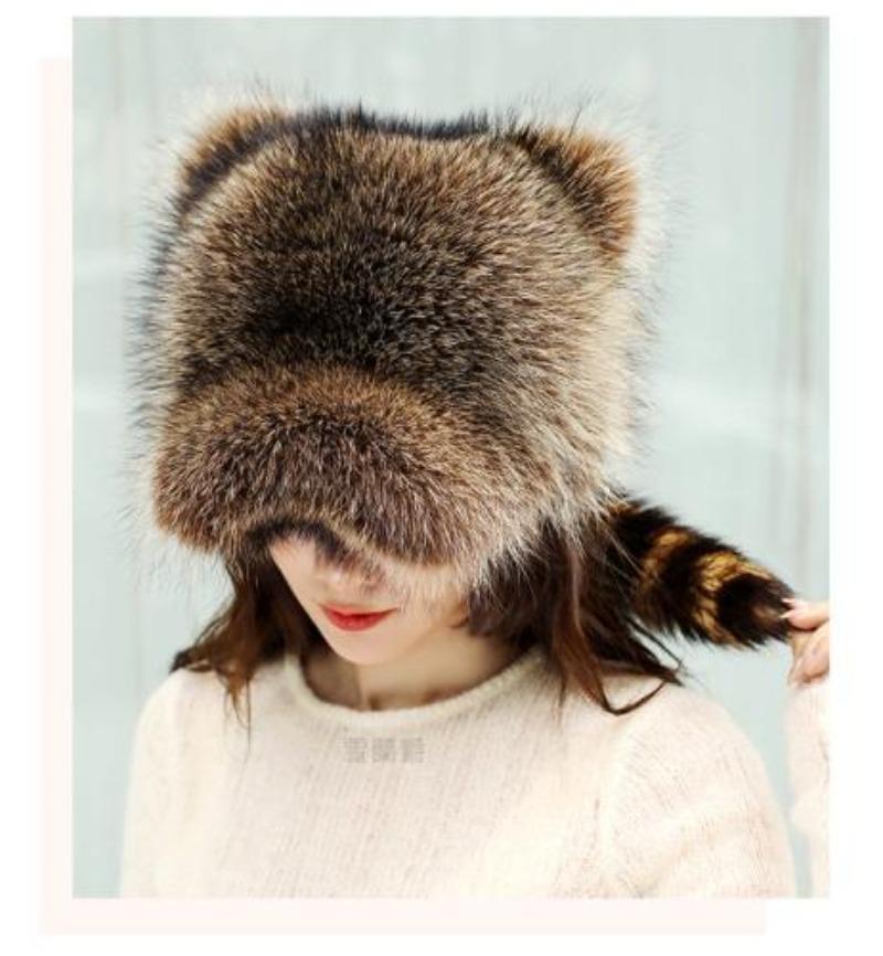 

Зимняя теплая женская толстая шапка, шапка-ушанка, шапка-бомбер L（58-60cm）