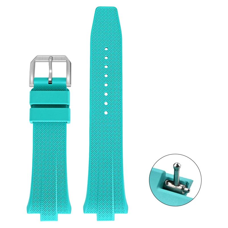 Fluoro Rubber Strap for Citizen NJ0150 NJ0151 0158 Quick Release Pin Buckle Men Soft FKM Sport Waterproof Replace Watch Band 9mm