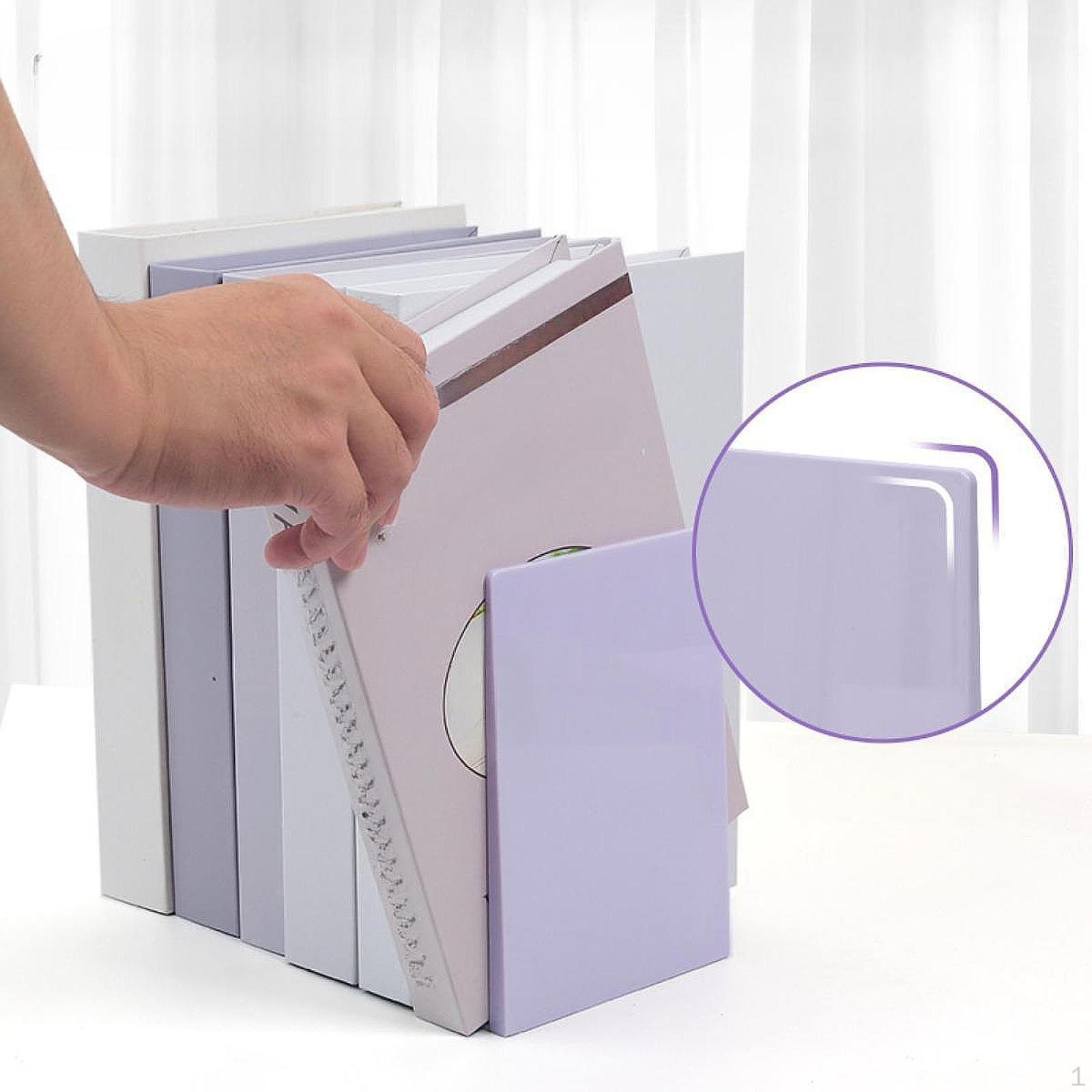

2 Bookends for Books, Video Game Organizer, Modern CD Holder, Foldable Stopper Desk, Office, фиолетовый