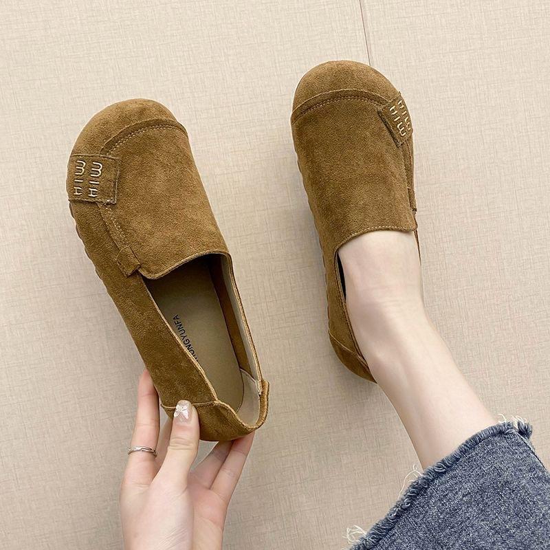 Flat-soled Doudou shoes 2025 new matte non-slip casual non-slip soft-soled single shoes women's one-pedal mother work shoes