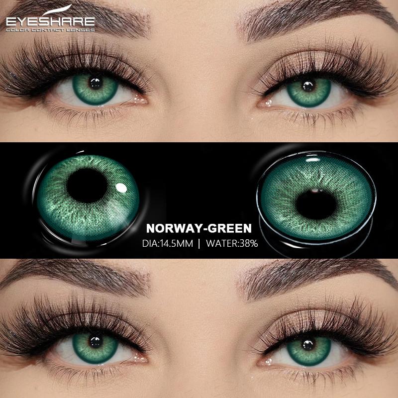 Eyeshare 2ks/pár Kontaktní čočky řady NICOSIA Roční zelené čočky 14,2 mm Modré oči Čočky Módní kosmetika Žáci