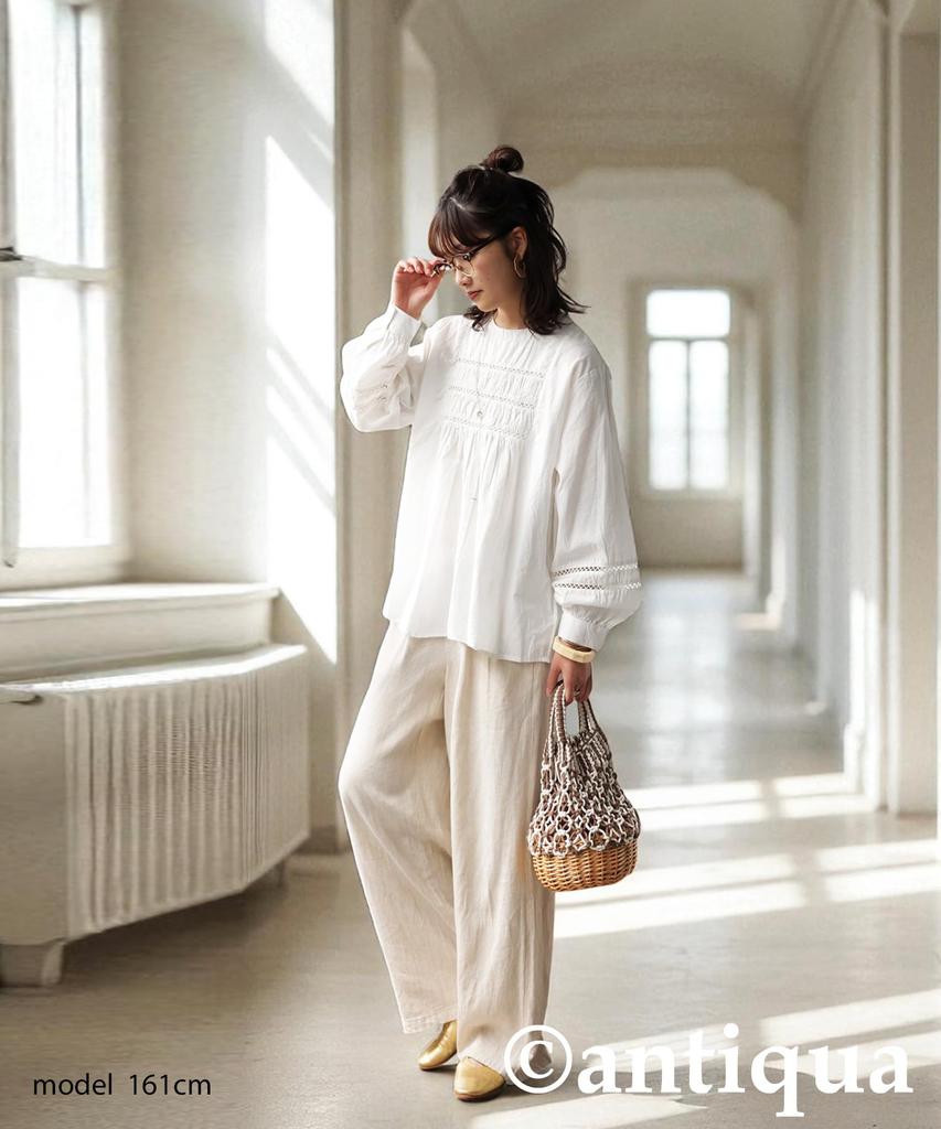 Antiqua Indian Cotton Round Long One Size White Women's Blouse, Neck, Sleeve, IYA-00074, 03,