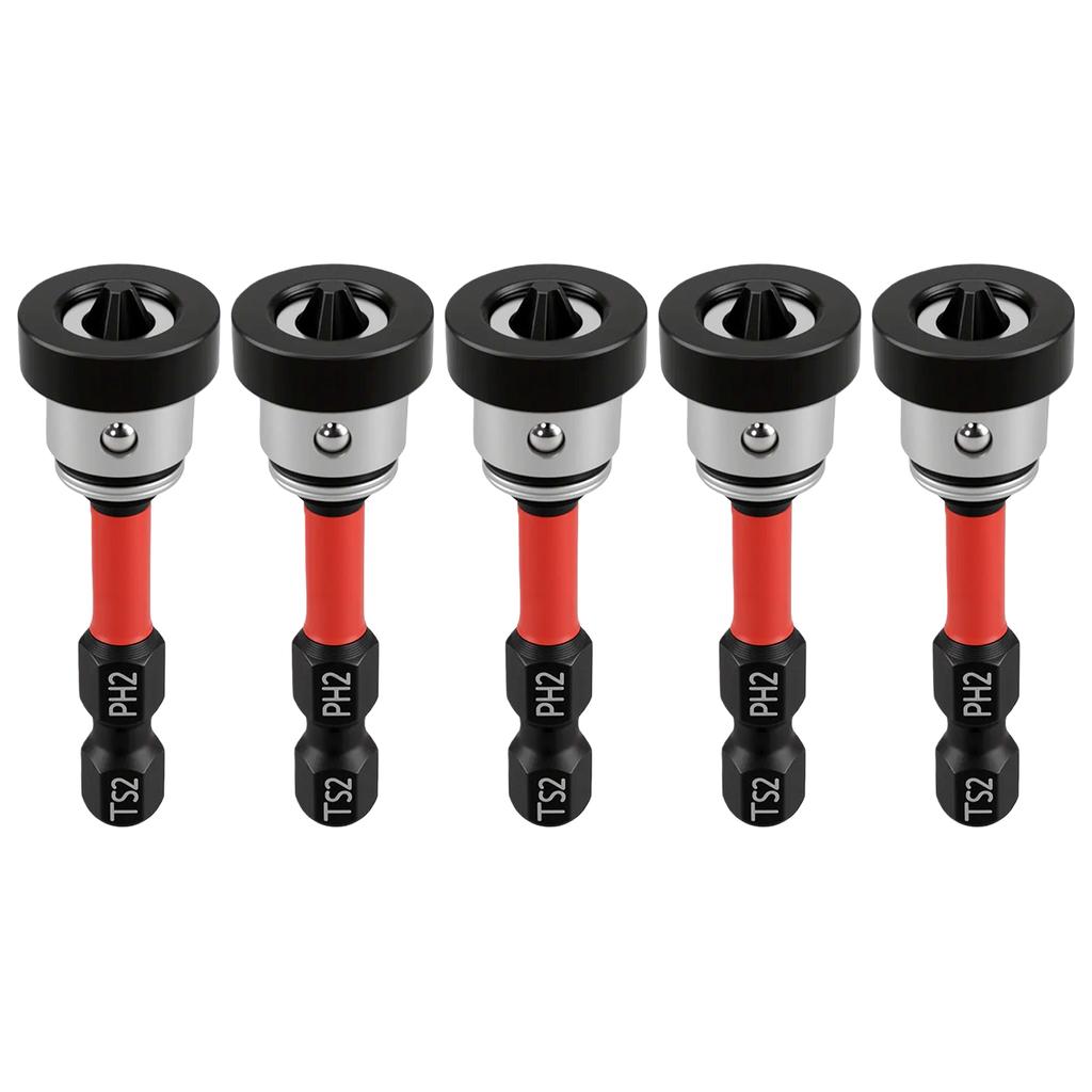 5Pcs 1/4 In Hex Shank Drywall Screw Setter 50mm PH2 Magnetic Drywall Screw Setter Bits for Plasterboard Sheetrock
