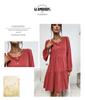 European & American Women's Pleated Cotton Linen Long-Sleeve Casual Dress