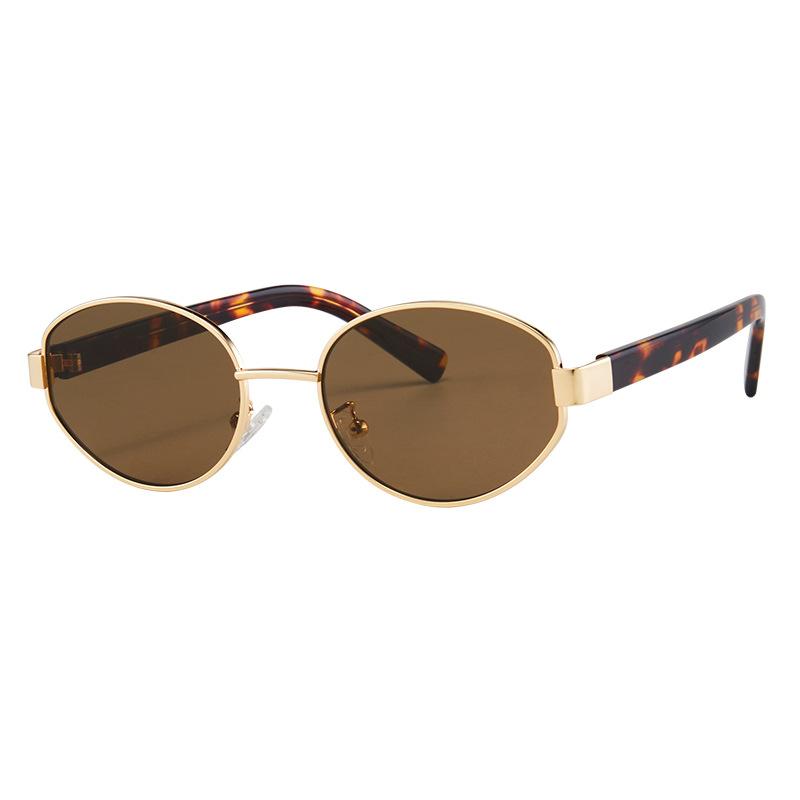 Retro Oval Framed Sunglasses Personalized Fashion Wear Outdoor Driving Dating Party Nylon Lenses Sunglasses Advanced Feeling