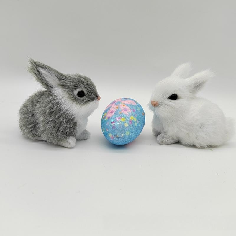 Realistic Rabbit Figurine Lively Easters Bunnies Stuffe Farm Animal Plush Rabbit Statue Spring Home Decors Photo Props
