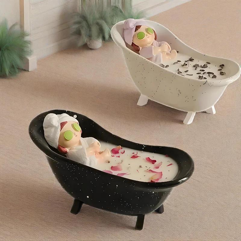 1pcs Bathtub Silicone Mold, Bathtub Decor Resin Mold, Storage Box Candle Jar Making Silicone Mold, DIY Epoxy Resin Casting Mold