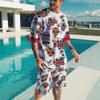 European and American summer new 3D digital print men's fashion casual set, T-shirt and shorts set