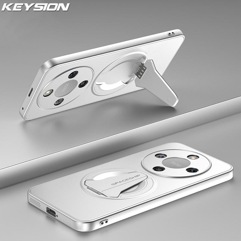 

KEYSION Magnetic Phone Case for HONOR X9d 5G X9c Smart Metal Paint Upright Kickstand Shockproof Cover for Honor Magic 8 7 Lite 5G for Magic 8 Lite срібний