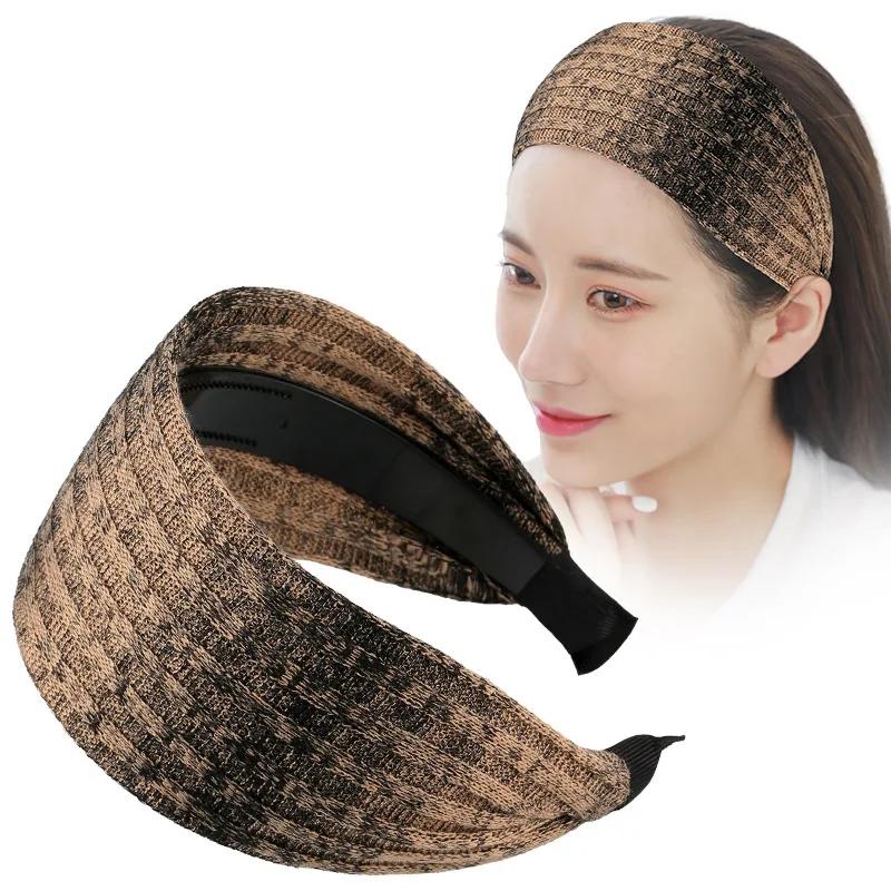 

Широкая вязаная повязка на голову, закрывающая седые волосы, постепенно меняющая цвет, для умывания, повязки для женщин, диадемы