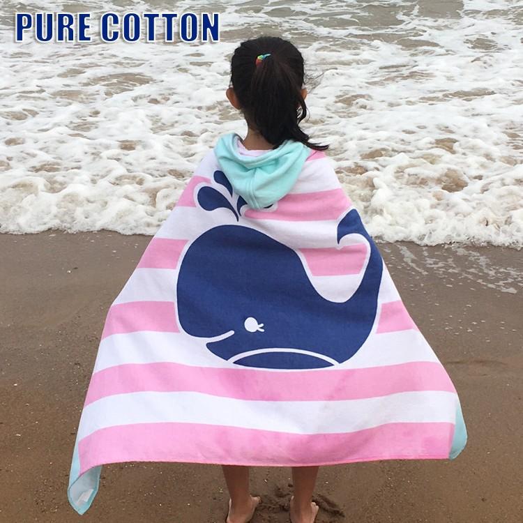 Beach Towel Style Water Absorption Thickened Children Can Wear Cotton Hooded Bath Towel Extended Cape
