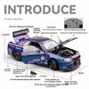 Simulation 1/24 Nissan GTR Alloy Racing Car Model with Sound Light Collection Miniature Voiture Toy Vehicle Children Boy Gift