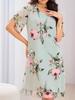 Abito Stampato Chiffon Moda Donna Ampio Girocollo Outfit Estivo