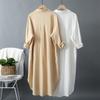 1116 Primavera e Autunno Camicia Media e Lunga Donna Cotone e Lino Design Ampio Top Versione Coreana Giacca Camicia Solare