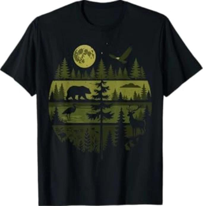 Forest Retro Nature Wildlife Outdoor T-Shirt