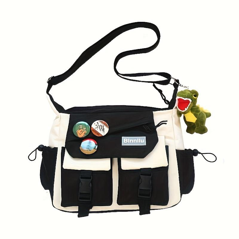 WTEMPO Japanse Casual Messenger Bag, Veelzijdige Crossbody Tas met Kleurcontrast, Casual Schoudertas voor Mannen en Vrouwen black