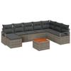 Ensemble de 9 Canapés de Jardin avec Coussins en Gris Poly Rattan Acacia, Canapé de Jardin 2 Places avec Coussins en Gris 3347741