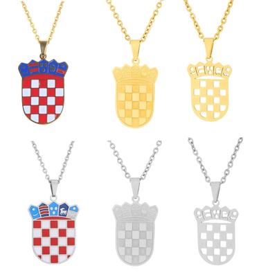 Croatian Flag Necklace Stylish Neckchain Jewelry with Croatia Badge Adjustable Ethnic Pendant Choker Gift for Men Women
