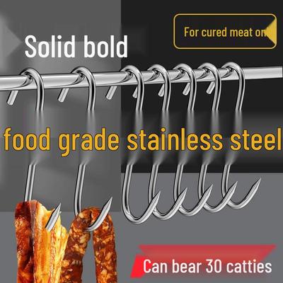 Stainless Steel S-Shaped Hook for Hanging and Drying Meat: Bacon, Duck, Sausage, Pork, Fish - Thickened and Pointed.