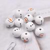 DIY Christmas 20MM Snowman Wooden Beads - White Head & Belly, Loose Handmade Accessories