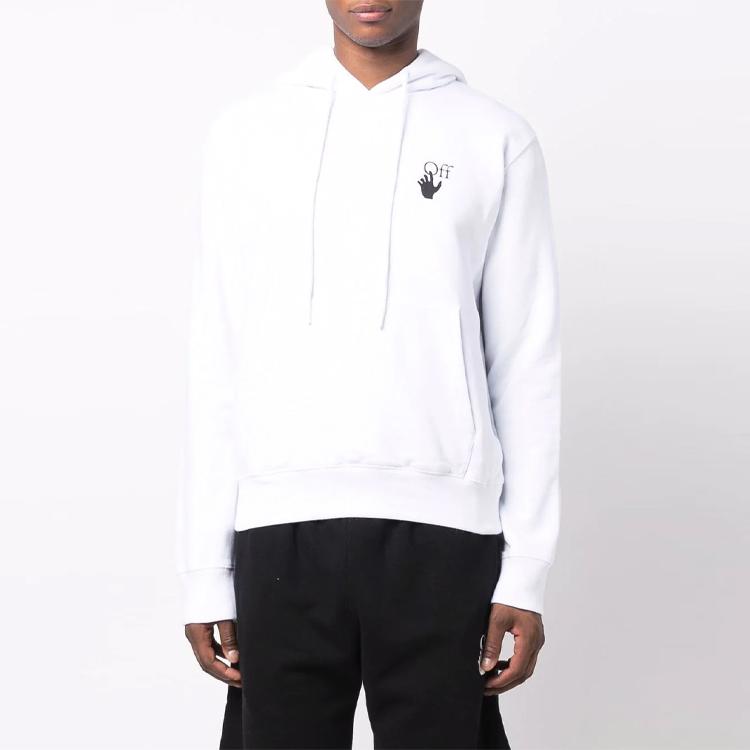 Off-White Arrow Pattern Long Sleeve Hoodie Men Tops White OMBB034F21FLE0020184