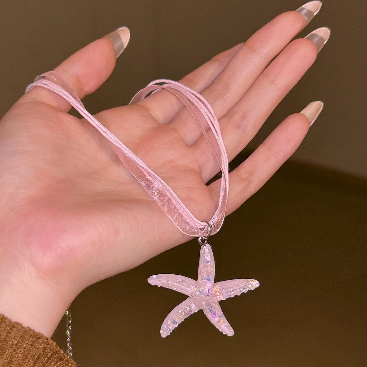 Fresh Ocean Starfish Pendant Necklace - Light Luxury Vacation Accessory розовый