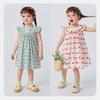Minibala Girls' Summer Floral Cotton Flutter Sleeve Dress