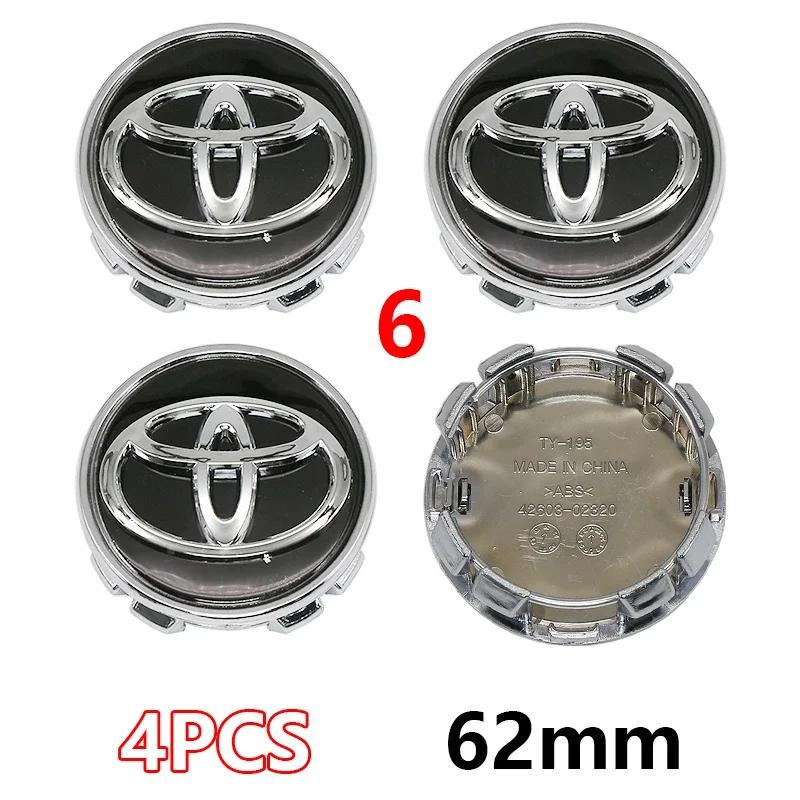 4Pcs 57mm 62mm ABS Car Wheel Center Hub Caps Hub Cap Cover Badge Car Emblem For Toyota C-hr Prado Prius Avensis Rav4 Yaris Hilux