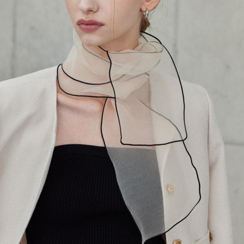 Hyyk Organza Trimming Scarf_Light Beige