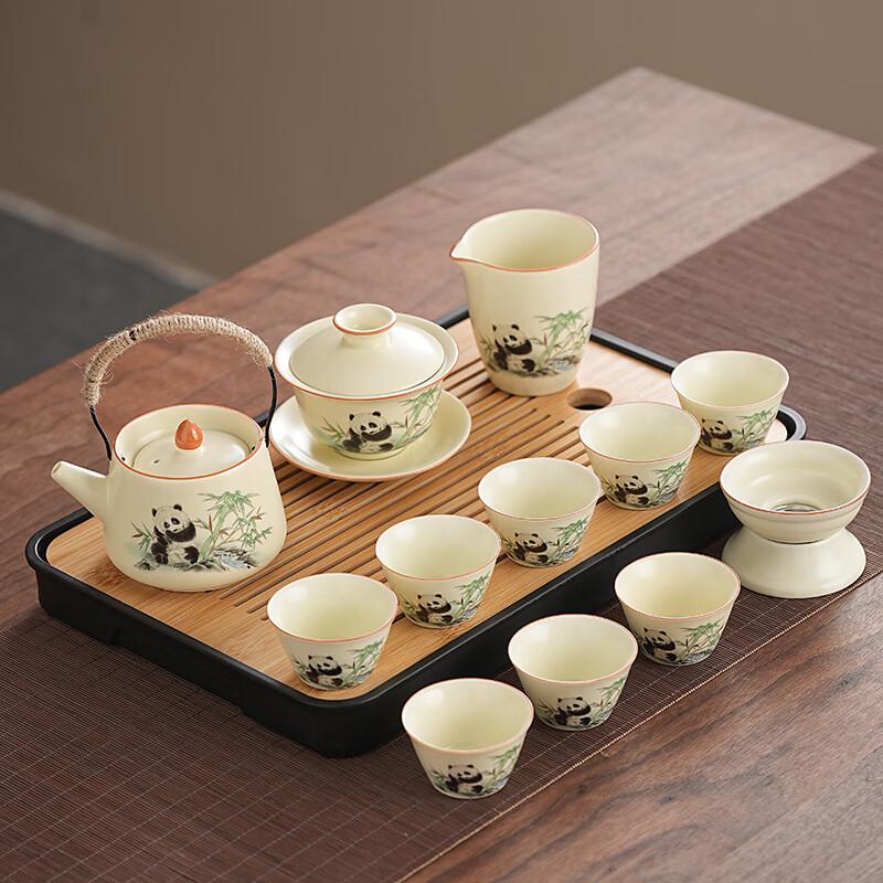 Zhuchuang Jingpin Ru Kiln Panda Tea Set