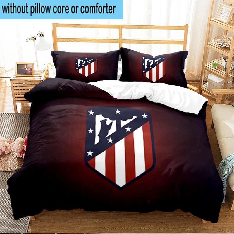 3PCS Atletico Madrid Crest Bedding Set For Bedroom, Dormitory,Including 1pc Duvet Cover And 2pcs Pillowcases Large size Fan gift