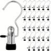 Anti Rust and Windproof Laundry Clip for Pants/towels/socks, Space Saving Stainless Steel Hanger with Hooks-