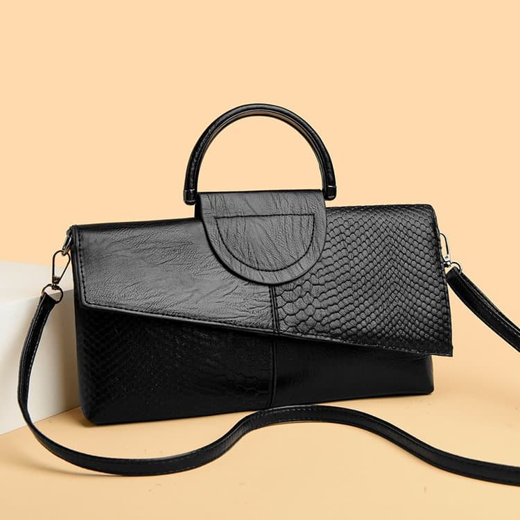 

Snake Embossed Portable Tote Bag Women s Shoulder Messenger Bag чёрный