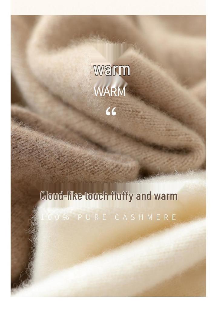 Women's Thick Cashmere Color Block Cardigan Sweater - Autumn/Winter Collection, Loose Fit, Round Neck