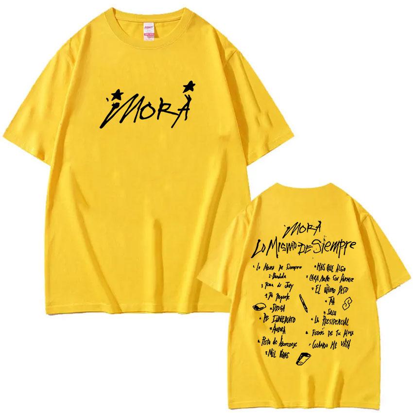 Singer Mora Lo Mismo De Siempre Album Letter Graphic T Shirt Men Women Fashion Harajuku T-Shirt Summer O-Neck Casual Cotton Tees