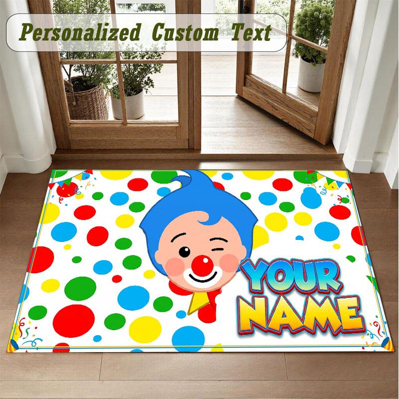 Crystal Velvet Square Rug Custom NameEl Payaso Plim Plim Pattern Non Slip Home Floor Decor Rug