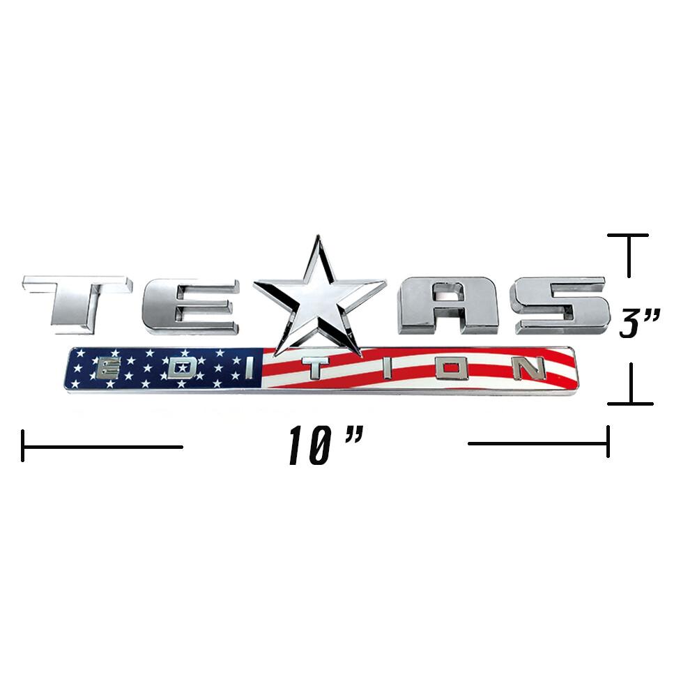 3PC 3D TEXAS EDITION EMBLEM Silver+Color n Flag Trunk Car Universal Decal