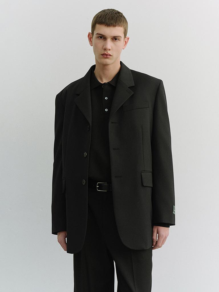 Dunst For Men 3 Button Wool Blazer_Unisex_Udja6A103_Black