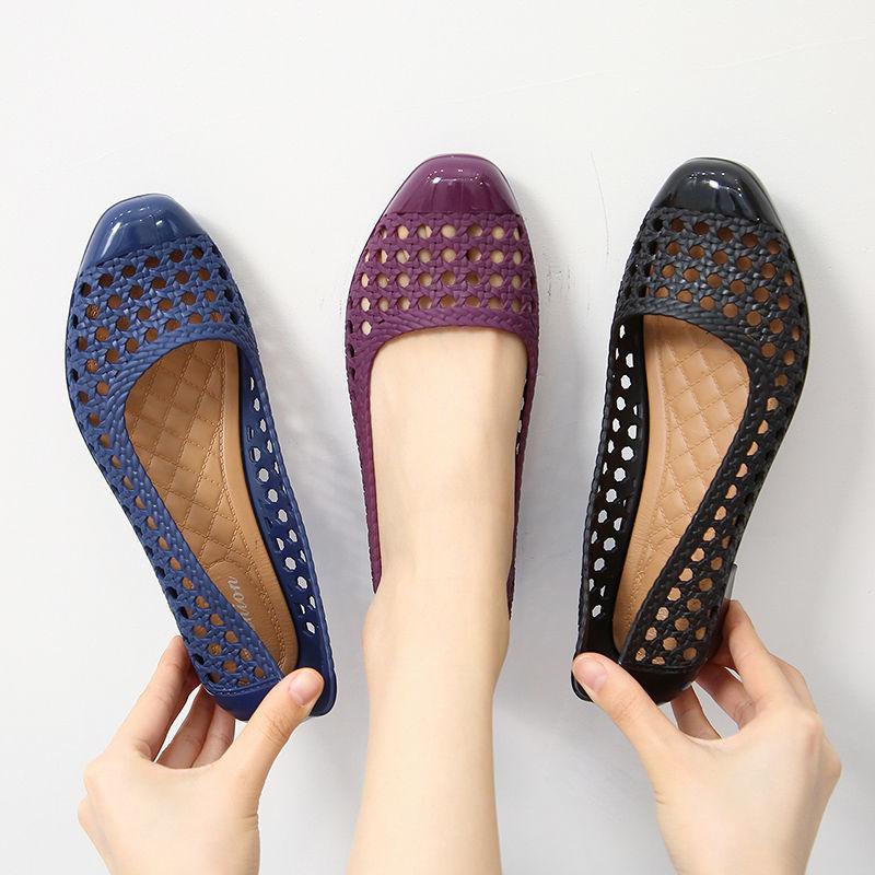 New Sandal Ladies Hollow Breathable Non-slip Soft Bottom Casual Wear Shallow Work Shoes Wedge Sandals