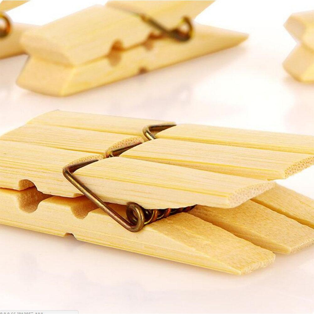 20pcs/pack Mini Bamboo Wooden Clothes Photo Paper Peg Clothespin Laundry Hangers Craft Clips